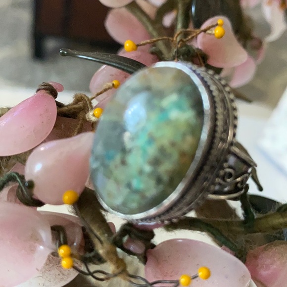 Vintage 925 chrysoprase ring